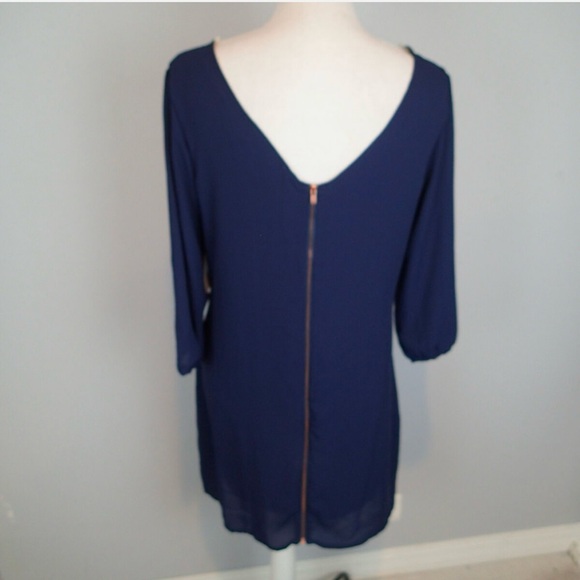 New Humble Chic Navy Blue Sheath Dress With Statement Back Zipper. - Picture 7 of 7